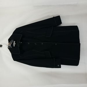 ANNE KLEIN Black Water Resistant Fitted Pocketed Raincoat